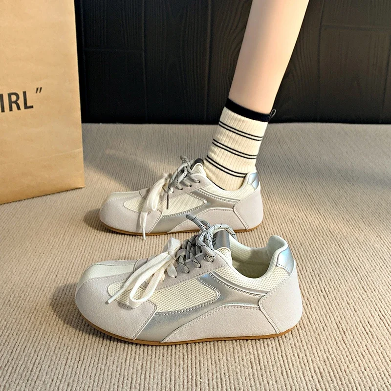 Women's Sports Shoes  Spring and Autumn Fashionable Genuine Leather Breathable Women's Vulcanized Shoes Luxury Designer 5