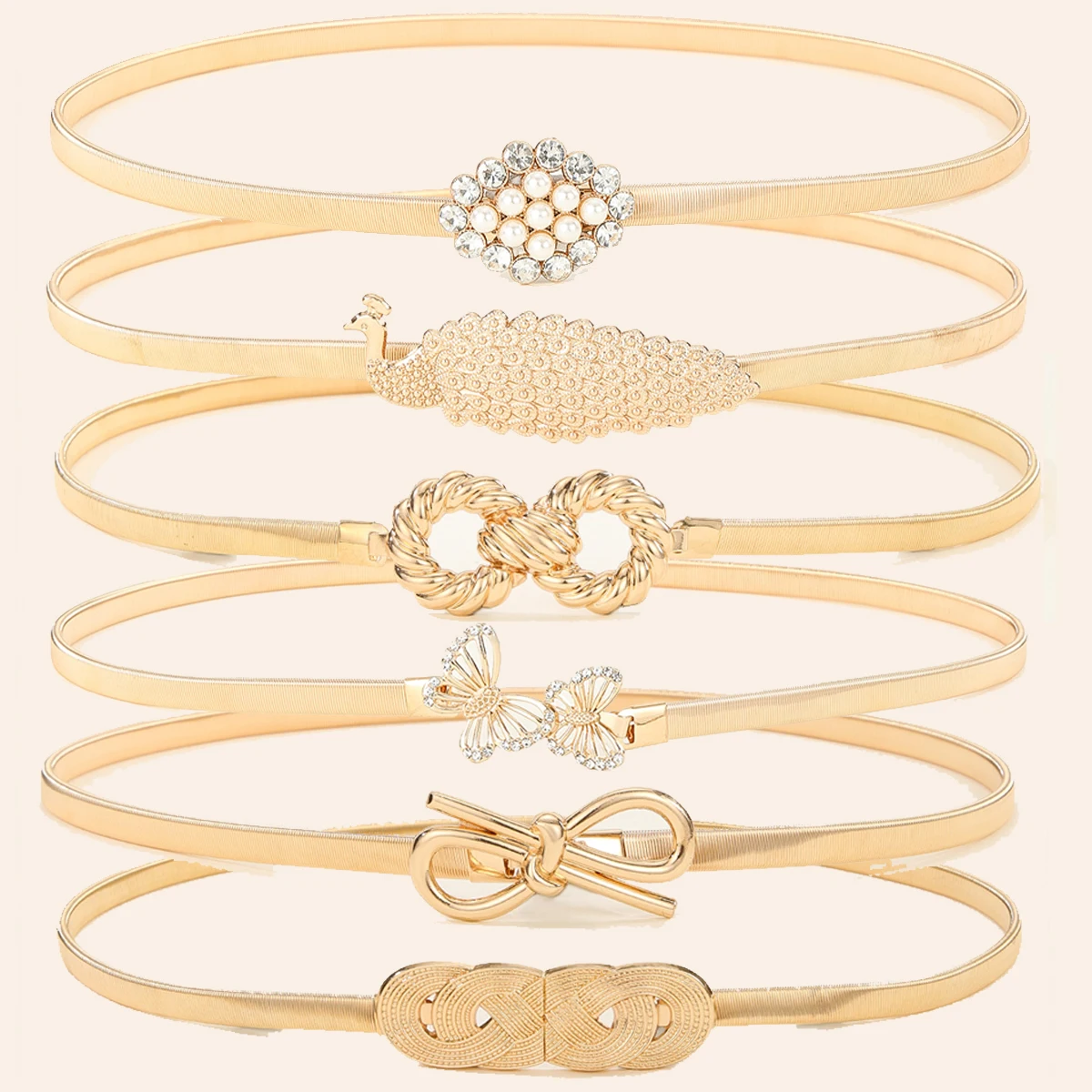 Elastische Goldketten-Gürtel für Damen, Metall-Taillengürtel, Strass-Stretch-Taillengürtel für Kleider und Röcke, luxuriöser Designer-Taillengürtel