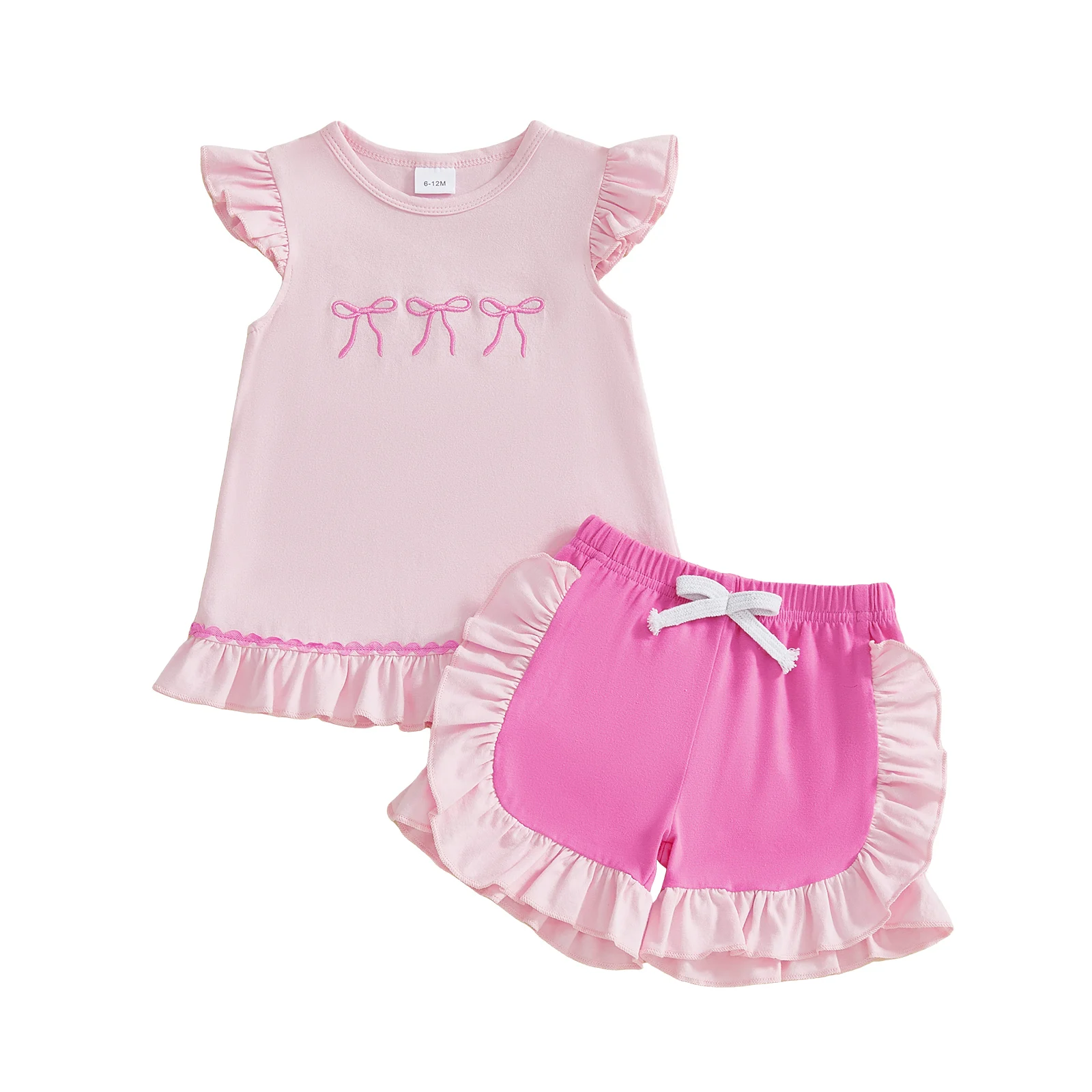 Adorable Baby Girls Floral Print Ruffle Sleeve Tops and Shorts Set with Bow Detail - Cute Summer Outfit for Toddlers