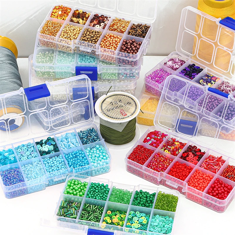 Czech Charm Crystal Glass Seed Beads Sequin Box For Jewelry Making Kits DIY Handmade Bag Shoes Garments Embroidery Sewing Set