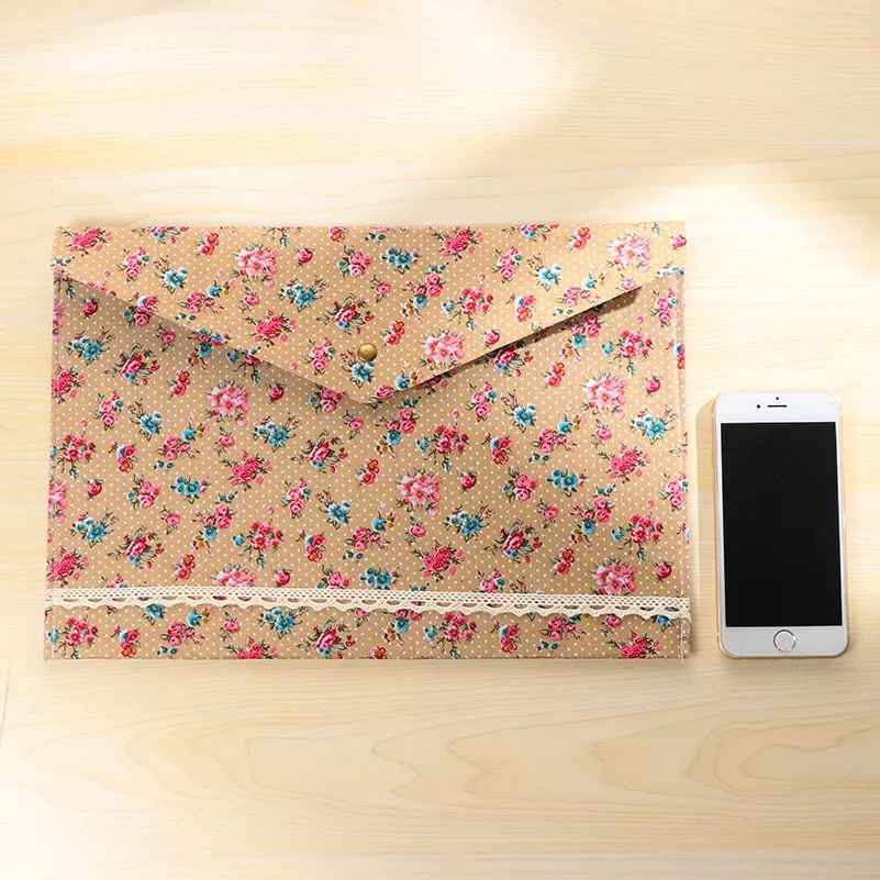 Vintage Dots Flower Face Series A4 Documents File Bag Files Folder Stationery Filing Production Folders Office Accessories file bag,office folder