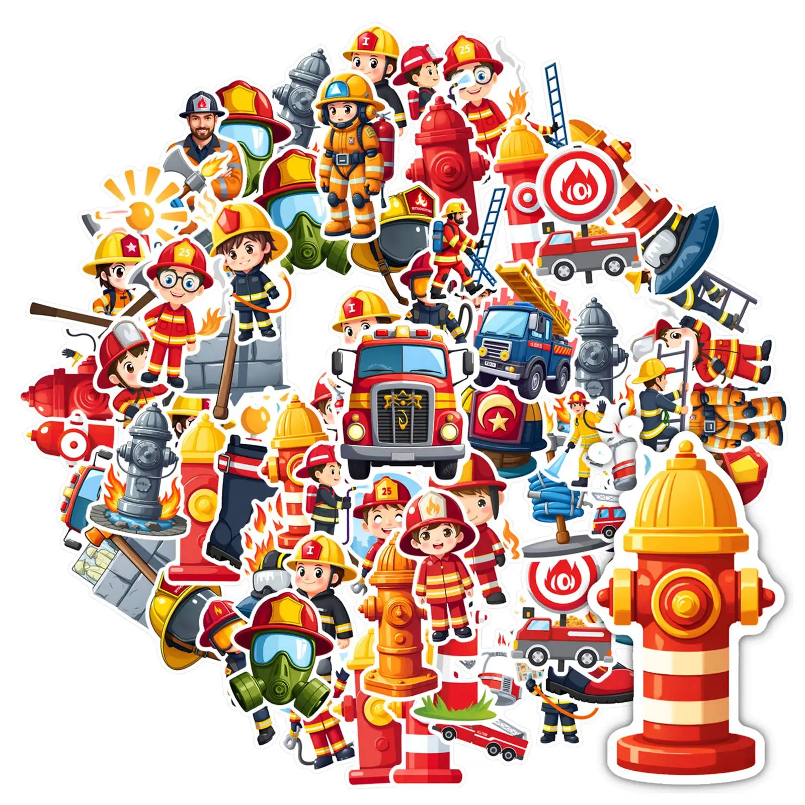 Emergency Unit Sticker Animation 35pcs-50pcs Playful Emergency Stickers Cute Safety Stationery Stickers ...