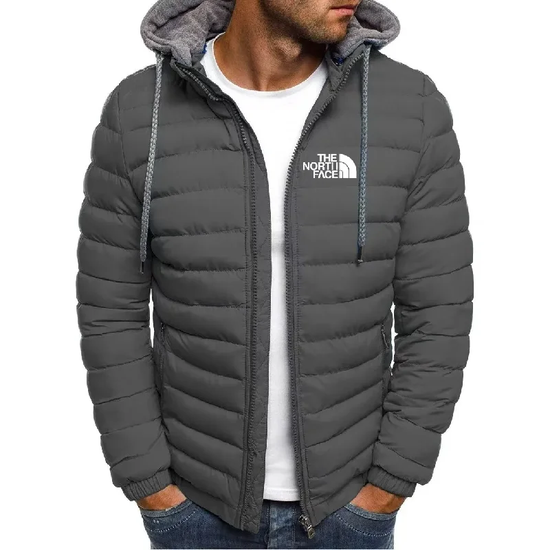 Winter Jacket Casual Jacket Cotton Jacket Men's Warm Parker Coat Jacket Casual Solid Color Stand Collar Windproof Cotton Down