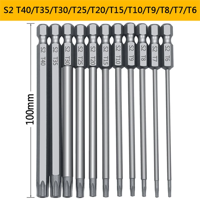 Puntas Largas Destornillador Torx T20 (2 Piezas). Acero S2 al