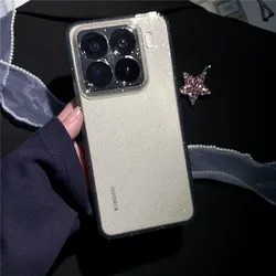 Luxury Bling Glitter Transparent Phone Case - Clear TPU Soft Protective Cover for Xiaomi 15 Pro (Black)