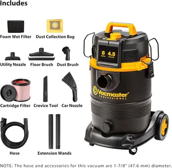 8 Gallon Wet/Dry Vacuum with Self-Cleaning Filter, 4.5 HP Motor for Powerful Suction and Easy Cleaning 2
