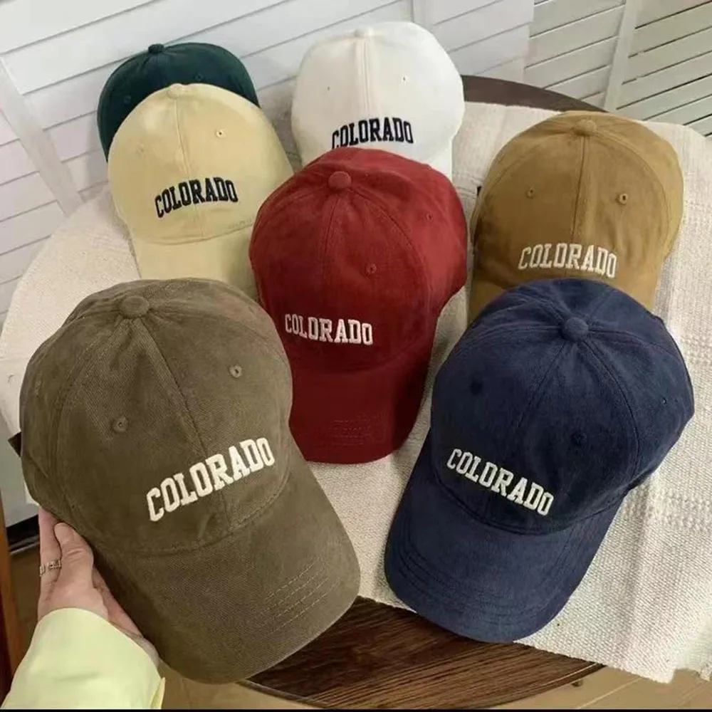 

Vintage Hats Autumn Color Baseball Cap COLORADO American Style Peaked Caps For Men women's Pink Hat Cotton Fabric Soft Top