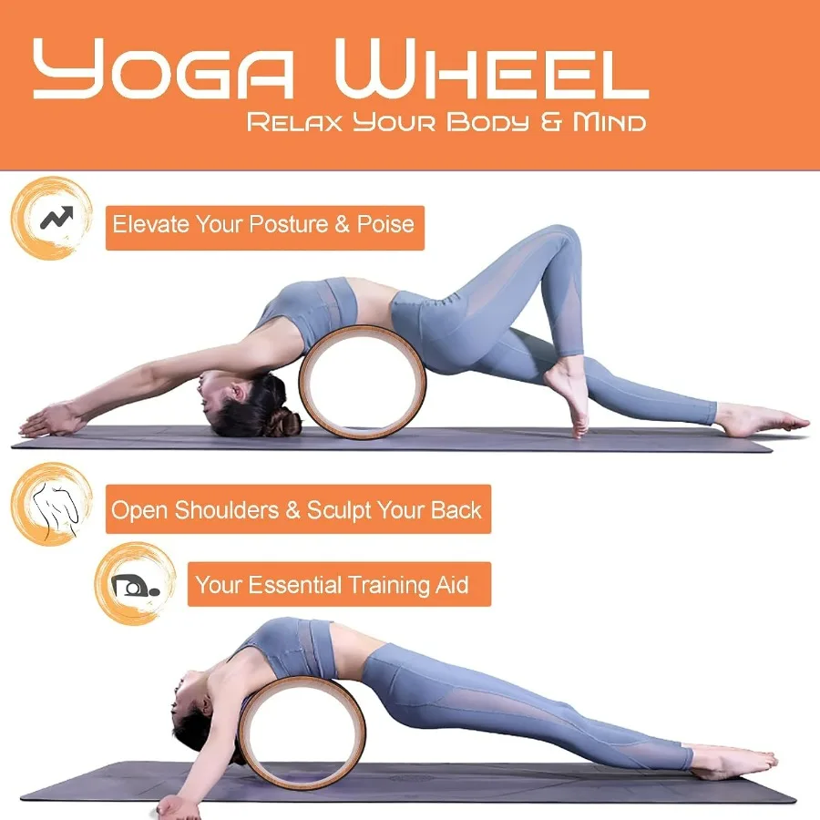 High Density PU Rubber Yoga Wheel for Stretching and Flexibility to Help Back Aches and Tension, Tear, Flexible Roller Designed,