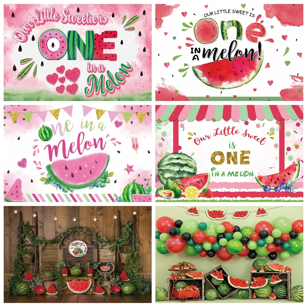 

Summer Watermelon Photography Backdrop Strawberry Lemon Fruit Baby Shower 1st Birthday Party Cake Smash Photo Background Studio
