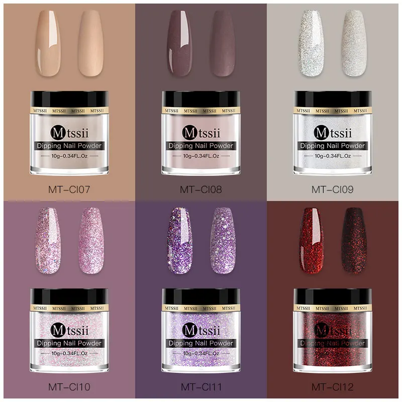 Mtssii 10g Dipping Nail Powder Set Matte Nail Glitter Dipping System Nail Kit Dust Nail Art Decoration Natural Dry Without Lamp 2