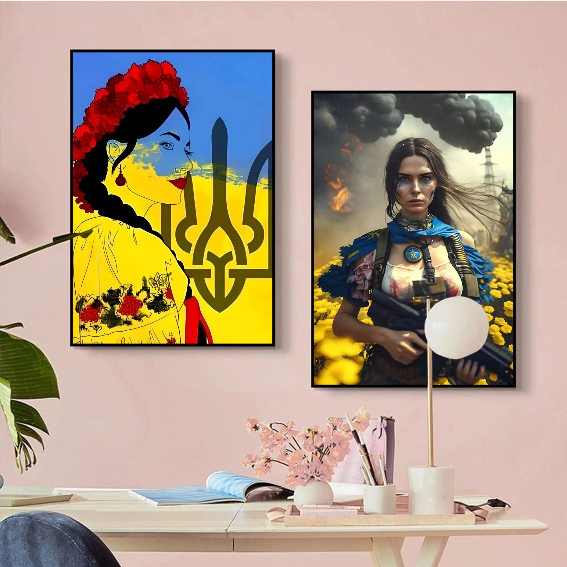ukraine-flag-girl-poster-classic-anime-poster-waterproof-paper-sticker