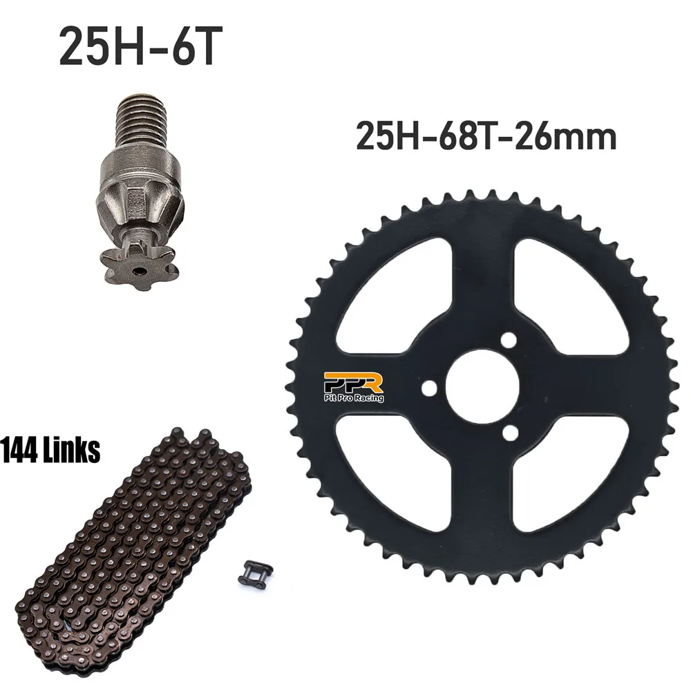 25H Chain 144 Links, 25H 68 teeth Rear Sprocket ,7 teeth sprocket