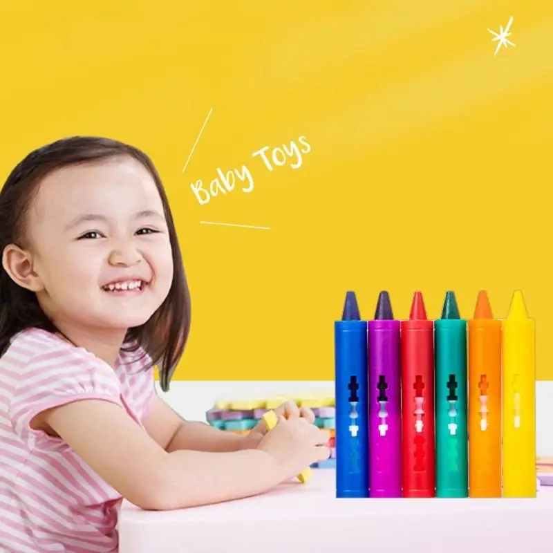 세탁 가능한  크레용 6 색 컬러 3 세의 어린이를위한 펜 홀더로 크레용을 쉽게 잡을 수 있습니다.