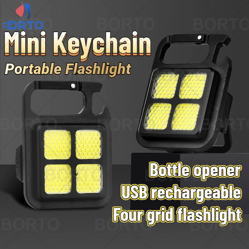 

Mini Keychain LED Flashlight Outdoor Camping Waterproof Magnetic Torch Flstar Fire USB Rechargeable 3 Modes Portable Work Light