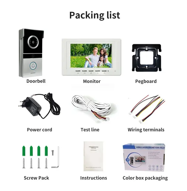 ANJIELO 7-inch CVBS Doorbell Video Intercom System for Home Supports RFID Card One-button Unlocking Video Door Phone 6