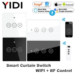 WiFi Smart Curtain Switch Tuya APP Voice Wireless Remote Control Touch Switch for Curtain Motor Blind Roller Shutter Switch