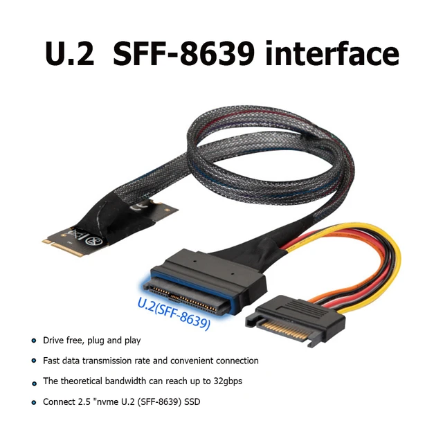 M.2 to U.2 NVME SSD Data Cable Adapter for Motherboard M.2 Slot & U.2  Interface