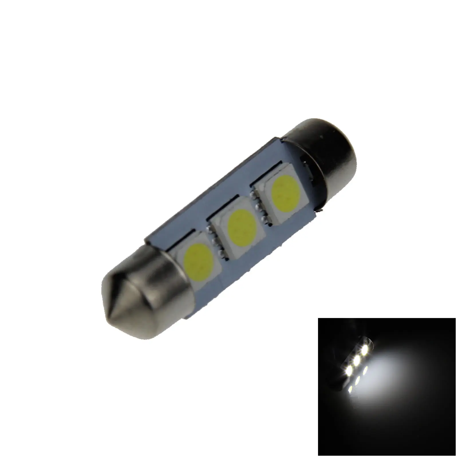 

1x White Car 39MM Festoon Light Number plate Blub 3 Emitters 5050 SMD LED 3425 I201-W
