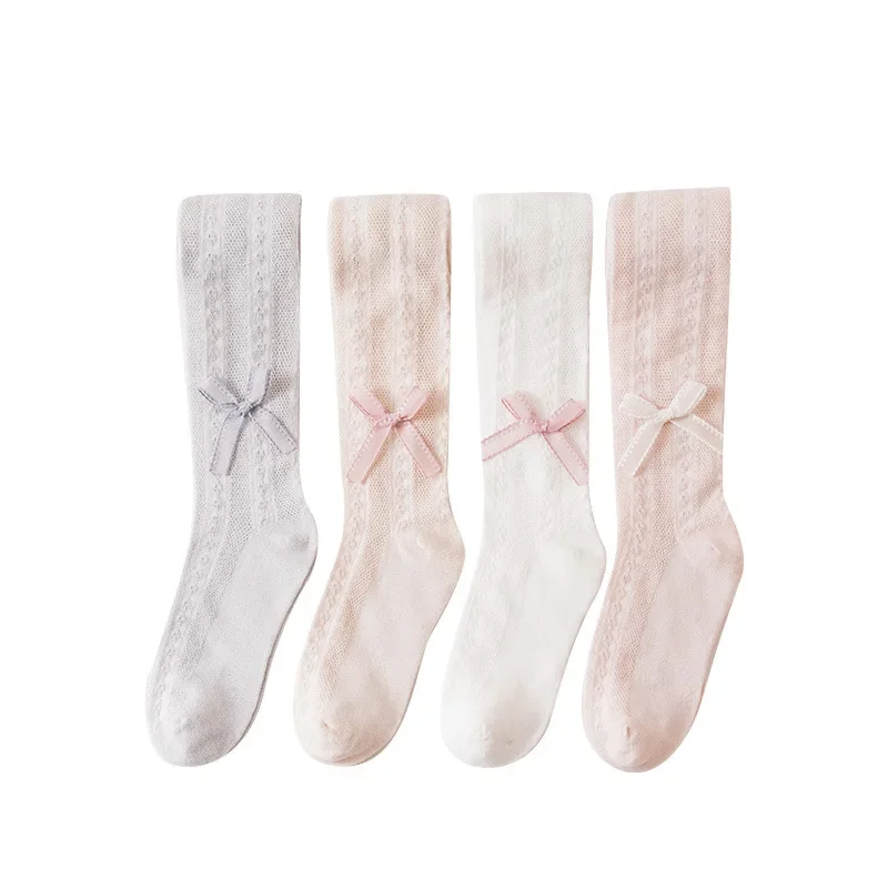 1 Piece Spring and Autumn Children Cute Bow Simple Casual Princess Fashion Sweet Girl Mesh Breathable Pantyhose