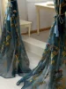 Curtain for Living Room and Bedroom 1pc Blue Embroidered European Flower Gauze 1