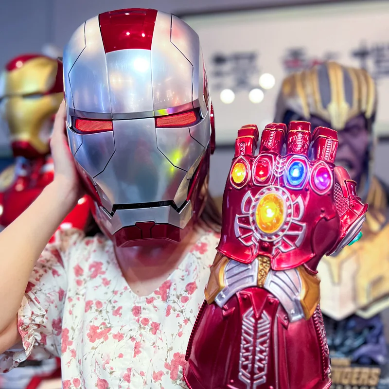 

Marvel Iron Man 1:1 Cosplay Mk5 Helmet Autoking Voice Remote Control Automatic Mask Led Figure Action Valentine'S Day Gifts