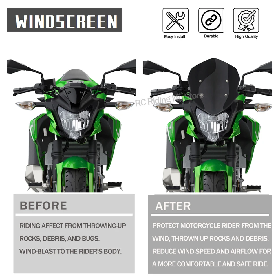 Waase For Kawasaki Z125 Z 125 Pro 2019 2020 2021 2022 Windscreen Windshield Wind Deflector Shield Screen Visor Glass - View #5