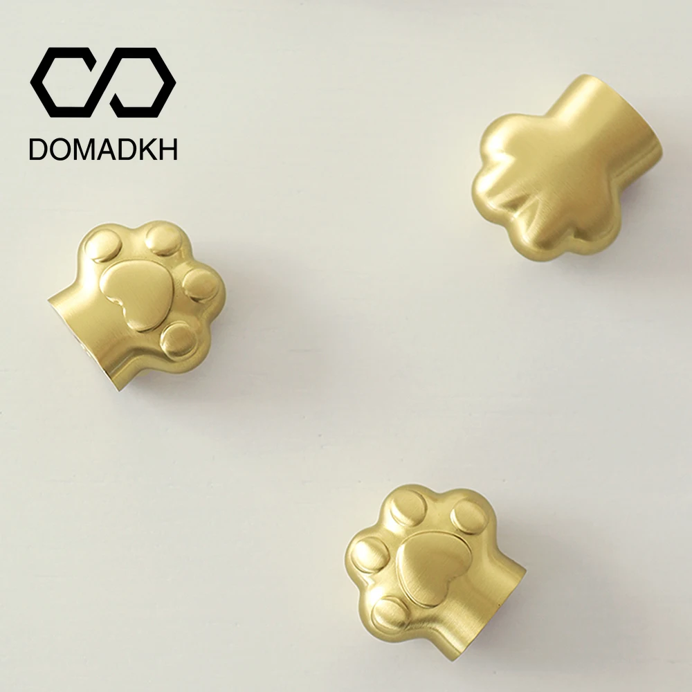 Cat's Paw ทองเหลืองตู้ประตู Knobs ลิ้นชักดึงตกแต่งบ้าน Dresser Knobs Nightstand จับเฟอร์นิเจอร์ปุ่มแมวมือฮาร์ดแวร์ 1