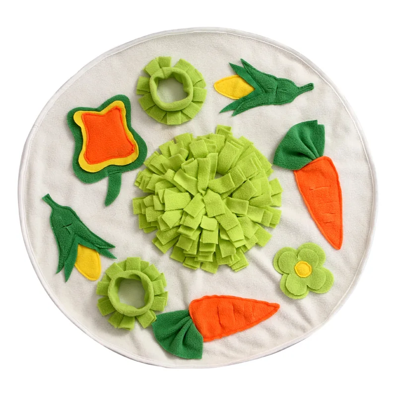 Pet Sniffing Pad Puzzle Treat Dispenser Bunny Rabbit Chinchillas Guinea Pig Foraging Mat Round Carrot Flower Snuffle Mats Little