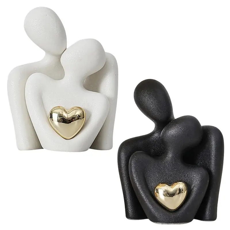 

Couple Figurines In Love Couple Character Ornaments Love Gold-plated Modern Ceramic Sculpture Romantic Abstract Figure Art Craft