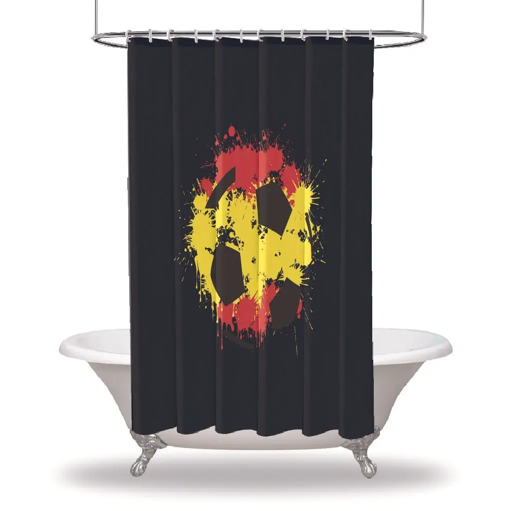 Football Printed Showers Curtain / Waterproof Button Hole Shower Drapes