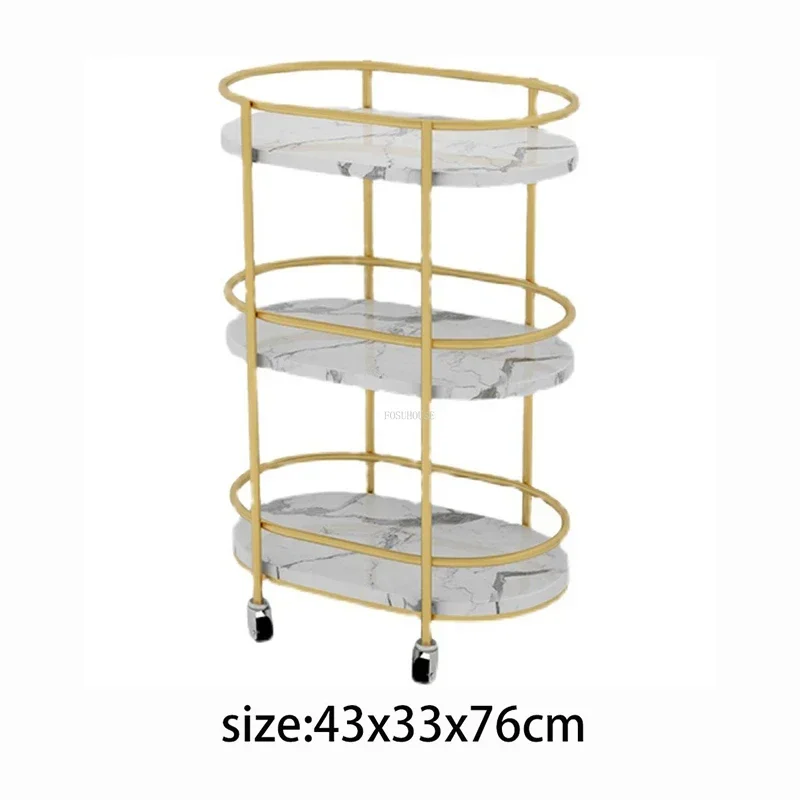 Nordic Iron Marble Pattern Salon Trolleys Beauty Salon Tool Carts With Wheels Nail Professional Storage Shelf Home Snack Cart