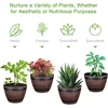 Plant Pots with Drainage Holes & Saucer, 9/11.3/13 Inch Flower Pots with Tray,3 Pack Plastic Whiskey Barrel Planters for Indoor 4