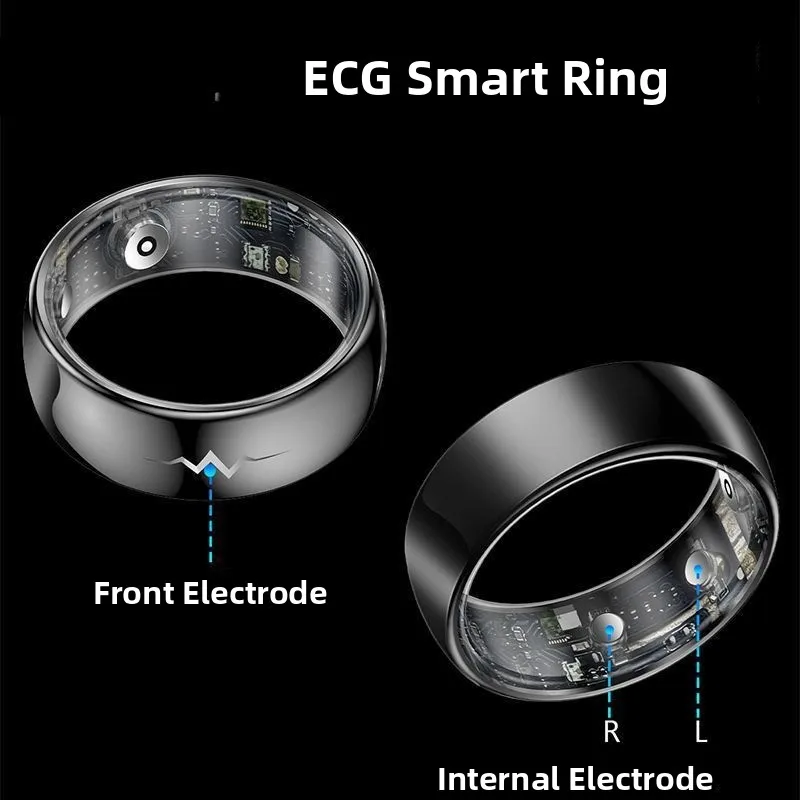 Smart Ring Q520 Pressione sanguigna Ossigeno Frequenza cardiaca ECG Anello di monitoraggio del sonno e sportivo per adulti Compatibile con Android e... - immagine 2