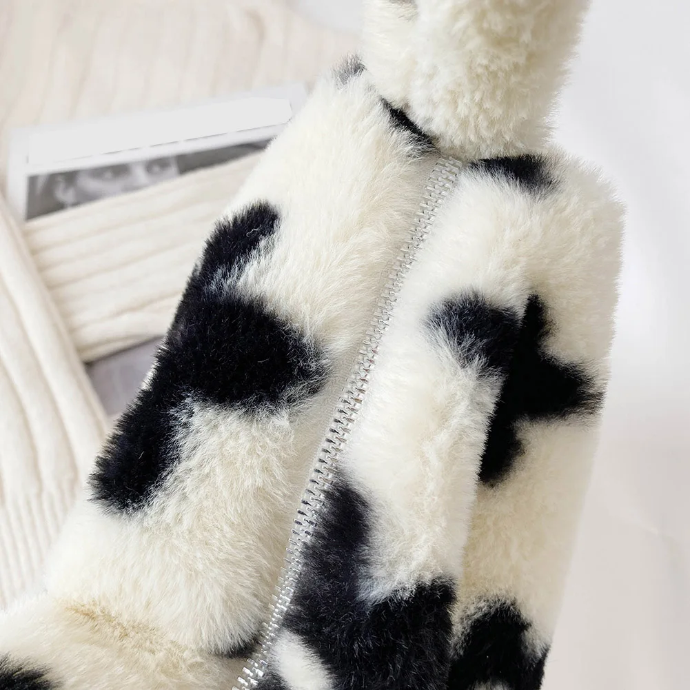 Plush Shoulder Handbags Large Capacity Fashion Women Shopping Bags Shopping Shoulder Bags for Autumn Winter for Shopping Travel