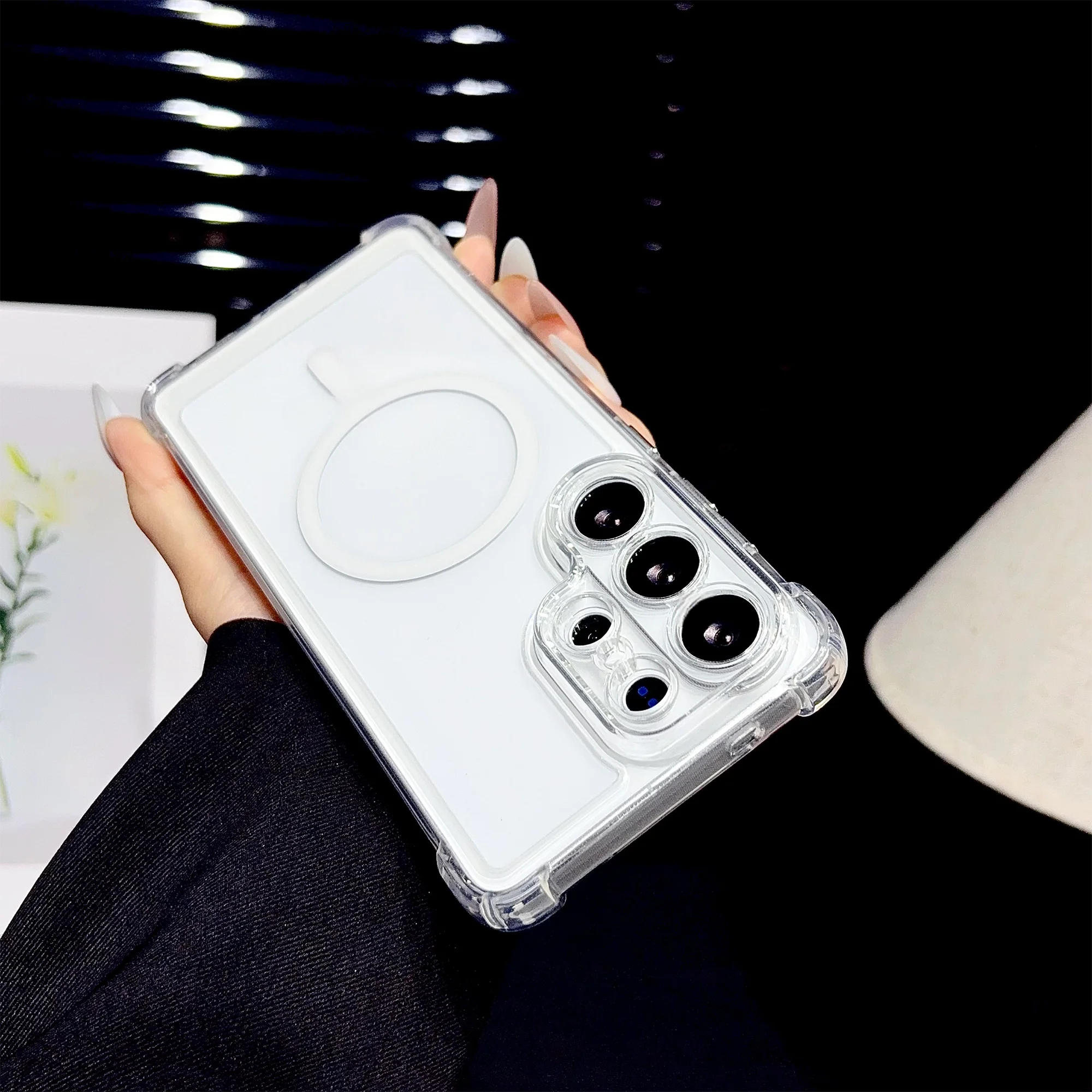 Air Cushion Shockproof Clear Magnetic Phone Case Cover