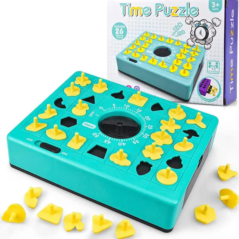 

Kids Time Board Puzzle Toy Kids Shape Matching Tray Toy Set With Timer Hand-Eye Coordination Preschool Toy For Home