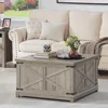 Square Table, Coffee Table with Hidden Storage Organizer,Wood Farm House Light Oak Living Room Tables with Hinged Lift Top 1