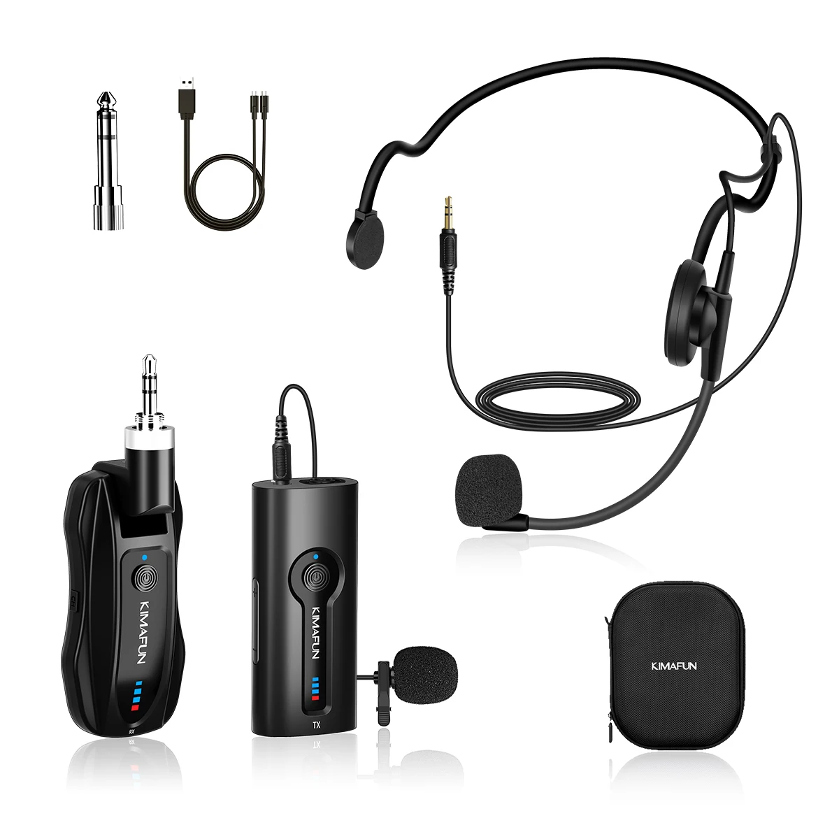 KIMAFUN 2.4G デュアルワイヤレスラベリアマイク、2 人クラスの