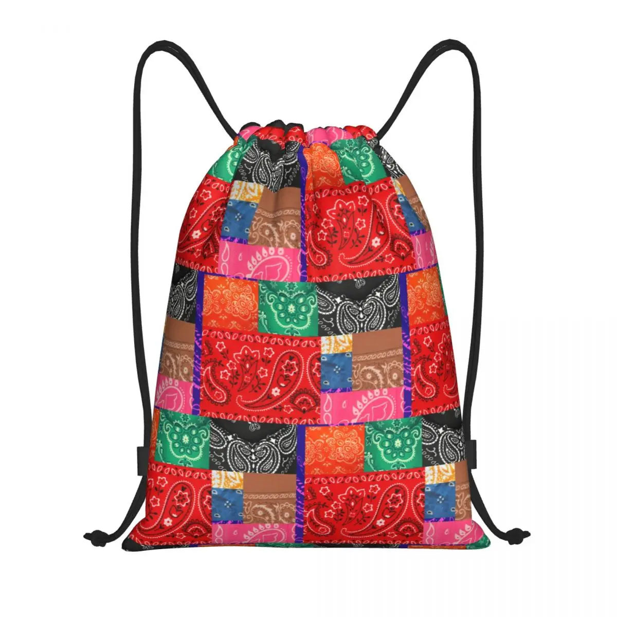 

Модный лоскутный рюкзак Bandanna на шнурке, спортивная сумка для спортзала для мужчин и женщин, рюкзак для покупок с узором пейсли