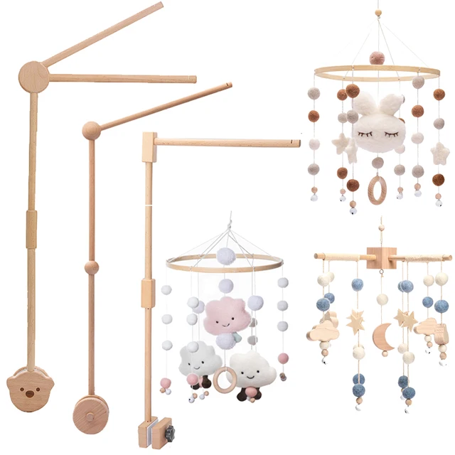 Baby 0-12 Months Beech Wood Bed Bell Bracket Mobile Hanging Rattles Toy Hanger Baby Crib Mobile Bed Bell Protection Holder  1