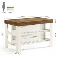 Home Bar Table Unit with Storage Shelves, 55.1-Inch Farmhouse Counter Height Bar Cabinet for Kitchen Dining Room, Customized 2