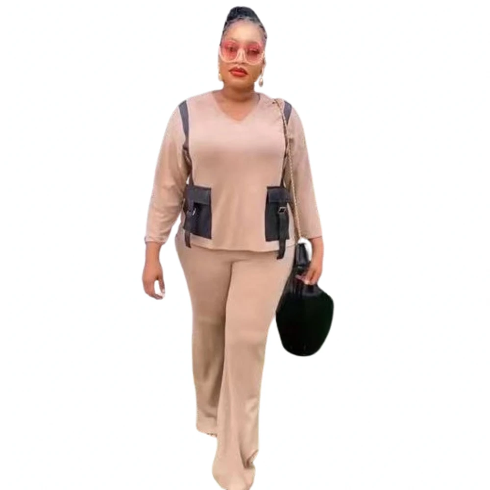 

Женский комплект из двух предметов, однотонный комплект из двух предметов с топом и брюками, весна-лето 2024