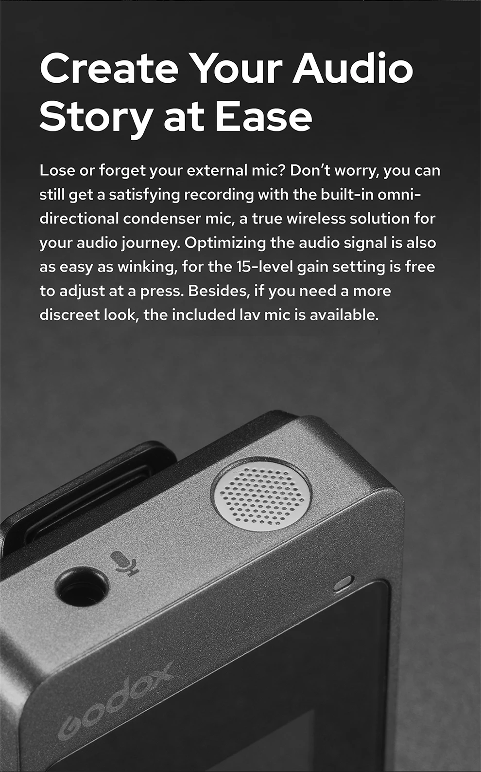 Description Picture 5 of itemGodox MoveLink M2 2.4GHz Wireless Lavalier Microphone for DSLR Cameras Camcorders Smartphones, and Tablets for YouTube