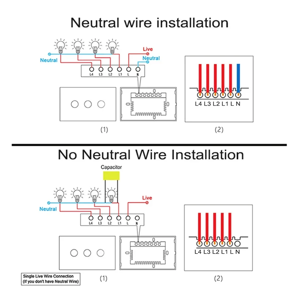 Ewelink App Wifi Smart Switch Bluetooth Rf Alexa Google Voice Control Neutrale Draad/Geen Neutrale Draad Installeren Touch Light Schakelaar