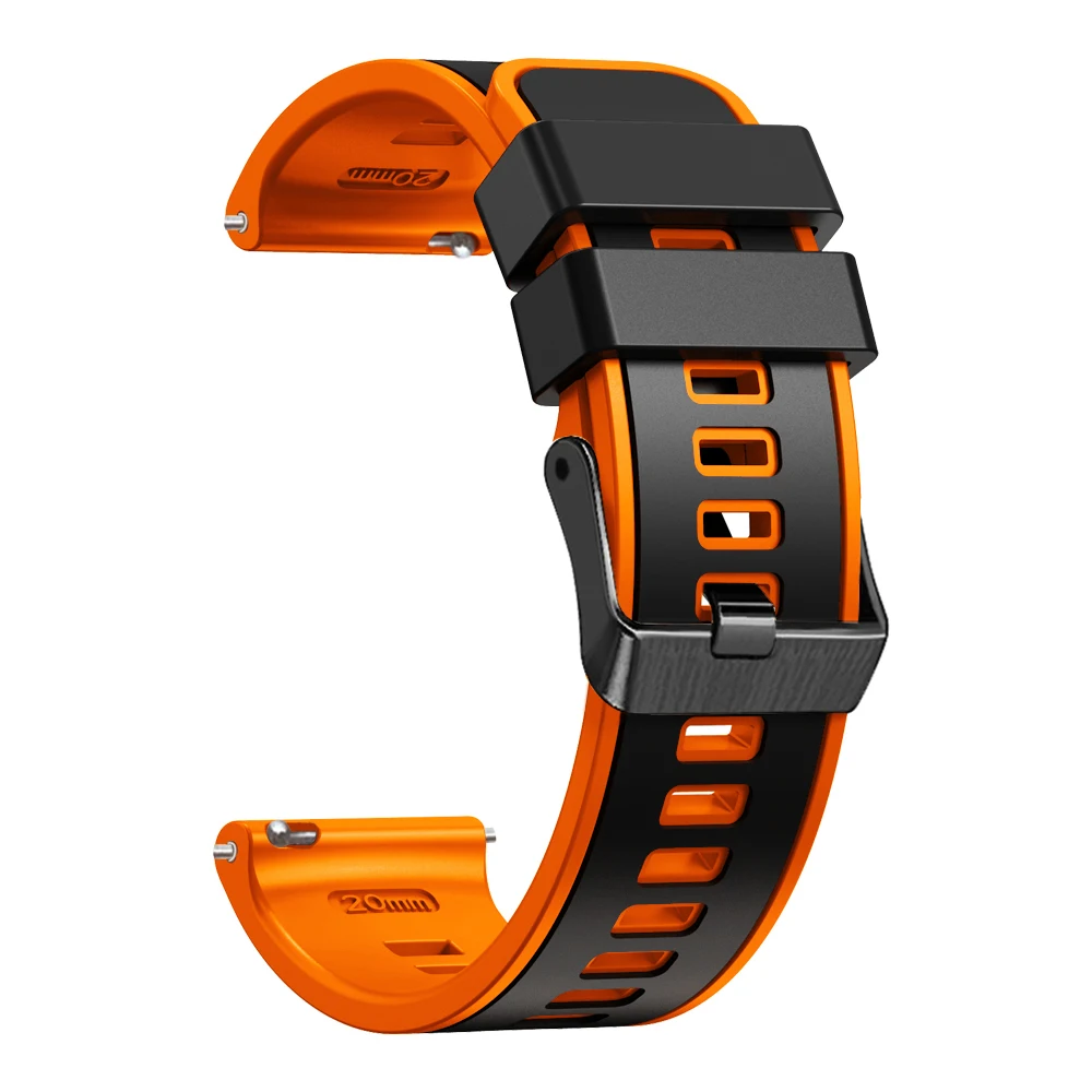 Silicone Bracelet Strap in Black - 20/22mm Adjustable Watch Band