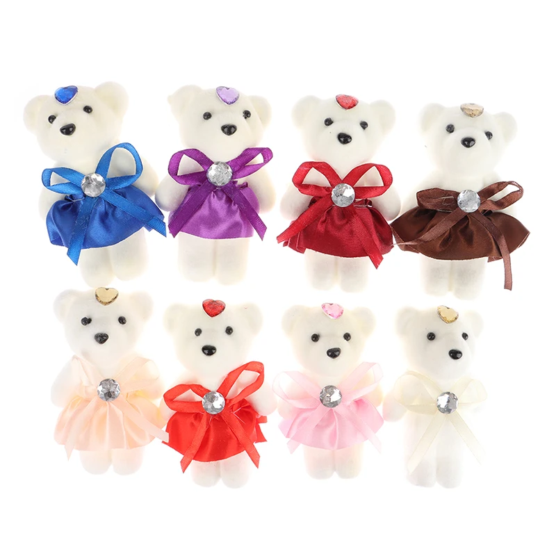 10Pcs 12cm Bear Flower Bouquet Toy Cartoon Doll Bear Bouquet Graduation Birthday Wedding Gifts Party Decor small gifts