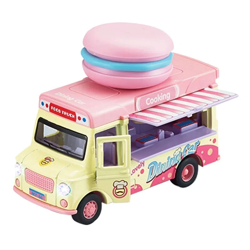

Модель автомобиля из сплава с имитацией Q version, игрушечный автомобиль с мороженым, обеденным автомобилем, гамбургером, Индукционная игрушка со звуком и светом, автомобиль, пищевой грузовик, горячие игрушки