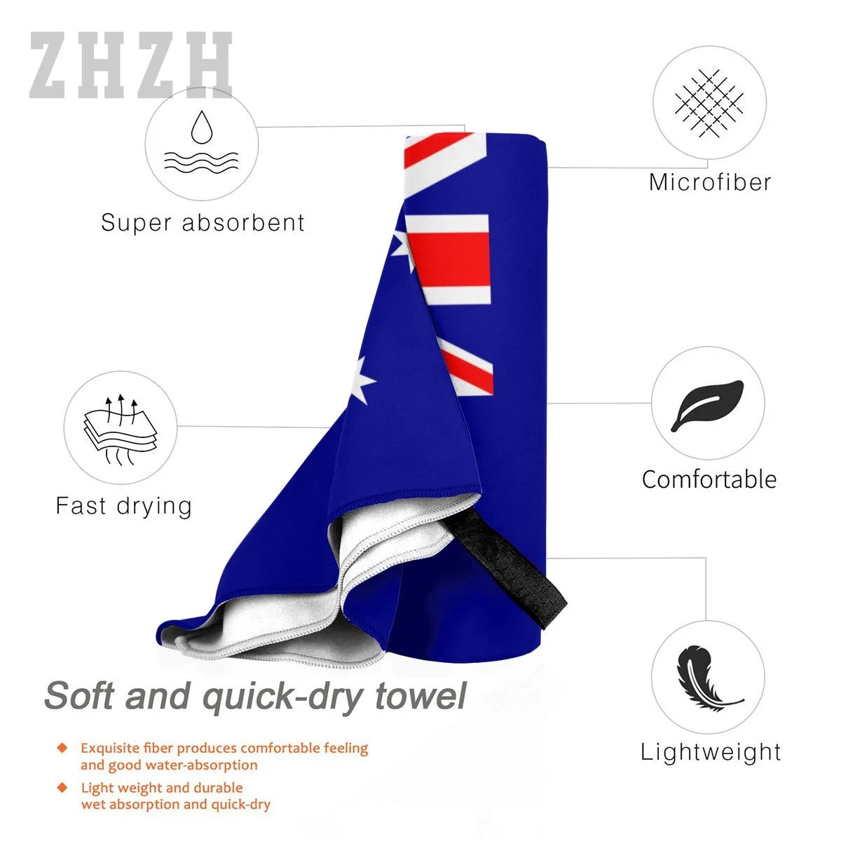 More Design Australia Flag Emblem Bath Towel Quick dry Microfiber Absorbing Soft Water Breathable Beach Swimming Bathroom 4