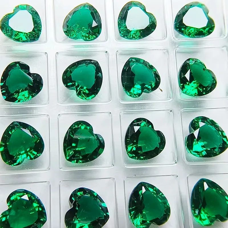Heart Shape Lab Grown Emerald Hydrothermal Gemstone - Image 5