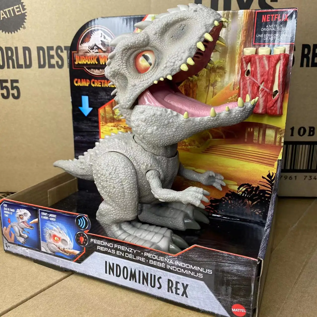 Mattel Jurassic World Toys Camp Cretaceous Feeding Frenzy Indominus Rex  Interactive Dinosaur, Bite Reflex, Toy Ribs, Lights & Sounds, Authentic
